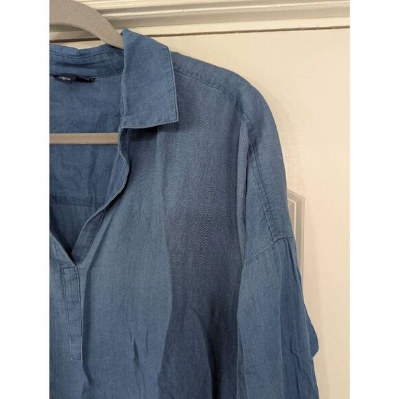 J. Jill Indigo‎ Popover Top women's size medium chambray oversized - Picture 2 of 7